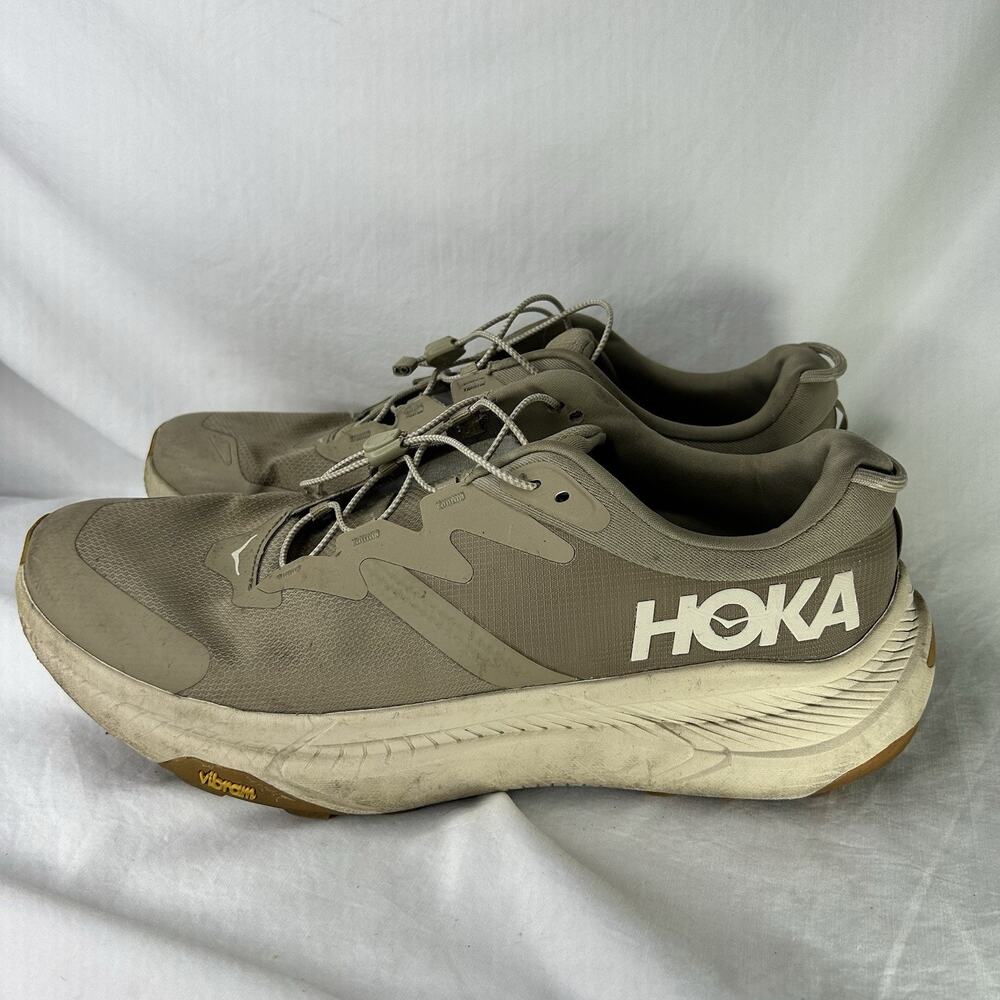 Hoka Transport Mens 13D Dune Tan Running Shoes Sneakers Vibram *Blemishes!